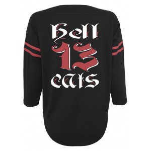 Dragstrip Kustom Hell Cats Americana Red Stripe Sleeve Baseball Top
